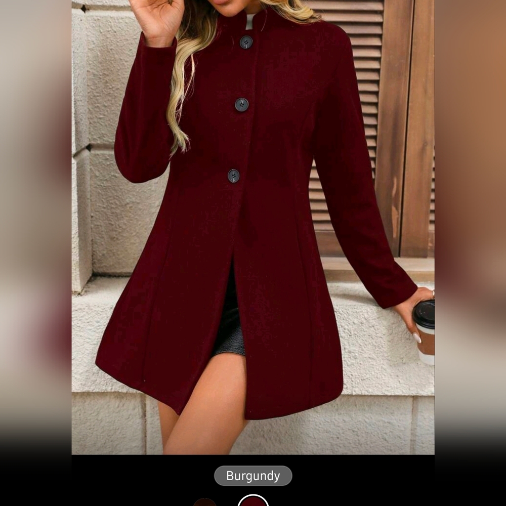 SHEIN Burgundy Trench Coat